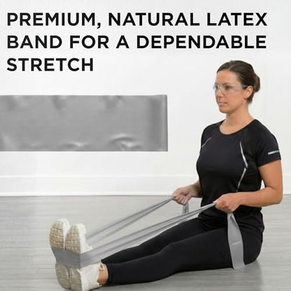 THERABAND Resistance Band, 50-Yard Roll, Latex Elastic Band for Exercise, Stretching, Physical Therapy, Yoga, Pilates, Home Workouts, Cut-to-Length, Color-Coded Levels - color: Silver | Super Heavy, style: Latex