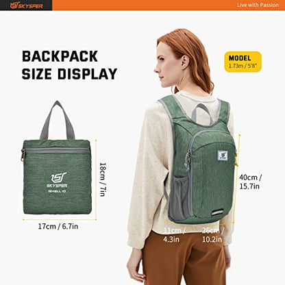 SKYSPER Small Daypack 10L Hiking Backpack Packable Lightweight Travel Day Pack for Women Men - color: Green, size: 10l