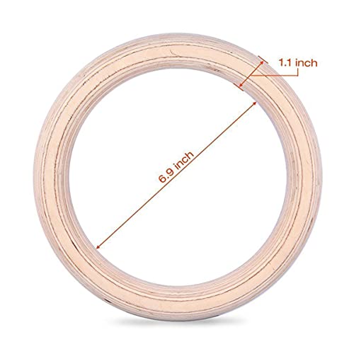 Wooden Gymnastics Rings Exercise Rings for Full Body Strength Training Durable Birch for Pullups Pushups Dips and Calisthenics Workouts