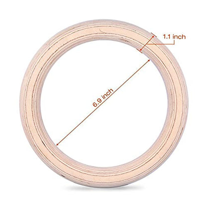Wooden Gymnastics Rings Exercise Rings for Full Body Strength Training Durable Birch for Pullups Pushups Dips and Calisthenics Workouts