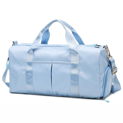 Gym Duffle Bag for Men Women, Waterproof Weekender Overnight Bag with Shoe Compartment and Wet Pocket for Swimming Yoga Travel (Blue) - color: Blue
