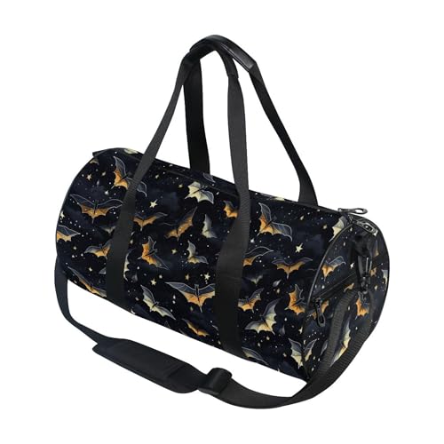 MNSRUU Sports Duffel Bags, Gothic Skull Bat Athletic Gym Bag Overnight Workout Travel Tote Luggage for Men Women Yoga - color: Skull I 4177