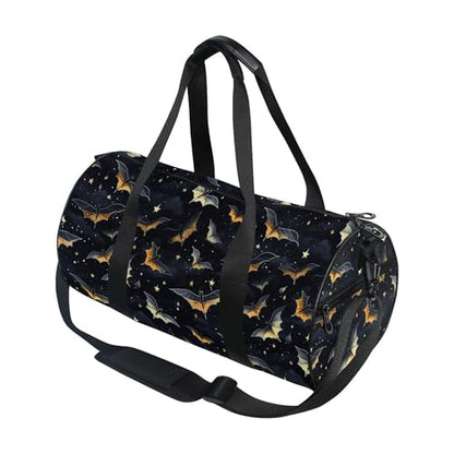 MNSRUU Sports Duffel Bags, Gothic Skull Bat Athletic Gym Bag Overnight Workout Travel Tote Luggage for Men Women Yoga - color: Skull I 4177