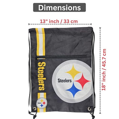 FOCO Pittsburgh Steelers NFL Drawstring Backpack with Zippered Pocket — Officially Licensed, Cordura Nylon - color: Pittsburgh Steelers
