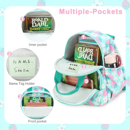 Bluboon Toddler Backpack for Girls Boys 2-4 Cute 12" Preschool Kindergarten Backpacks Kids Daycare Bags School Travel (Pink Strawberry Flower - Mint Green, Age 2-4 (12" H not Fit A4 Folder)) - color: Pink Strawberry Flower - Mint Green, size: Age 2-4 (12"