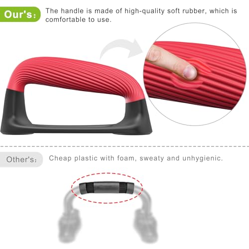 Kipika Push Up Bars, Pushup Stands With Thickened Soft Plastic Handle, Stable and Non-Slip Base, Pushup Handles Perfect for Floor Strength Training - color: C: Black & Red