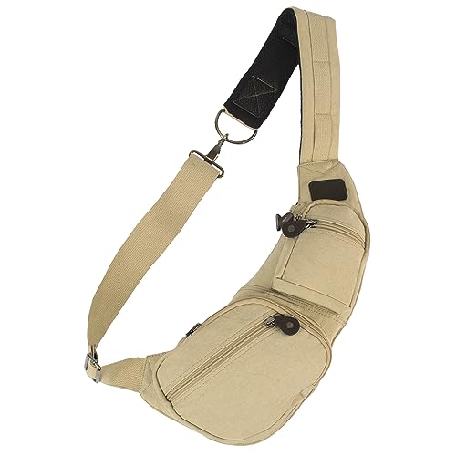 Rothco Vintage Canvas Crossbody Sling Bag – Compact Travel Shoulder Backpack 2L Storage - color: Khaki