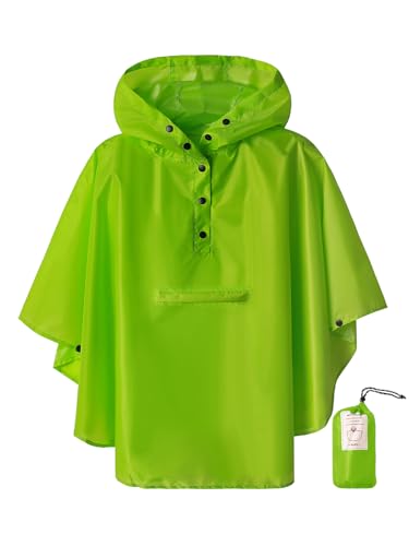 SaphiRose Lightweight Kids Rain Poncho Jacket Waterproof Outwear Rain Coat - color: Green, size: 3-5T