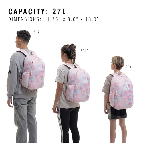 adidas Kids Affiliate Backpack – School Bag for Girls and Boys, 27L, Adi Haze Clear Pink/White, OSFA - color: Adi Haze Clear Pink/White
