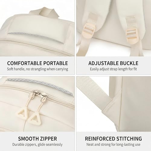 School Cute Aesthetic Backpack Girls Backpack for Students Kids Teen Girls Large Capacity Bookbags College Backpacks Laptop Lightweight Bookbag Casual Travel Daypacks School Bag（White） - color: White