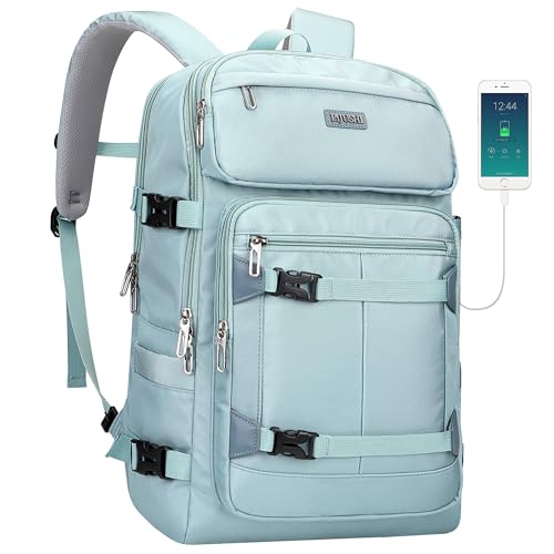 PIJUSHI Travel Backpack for Women Flight Aprroved Carry on Bag Large Casual Luggage Backpack Fit 16 inch Laptop(PE050 Teal Blue) - color: Teal Blue