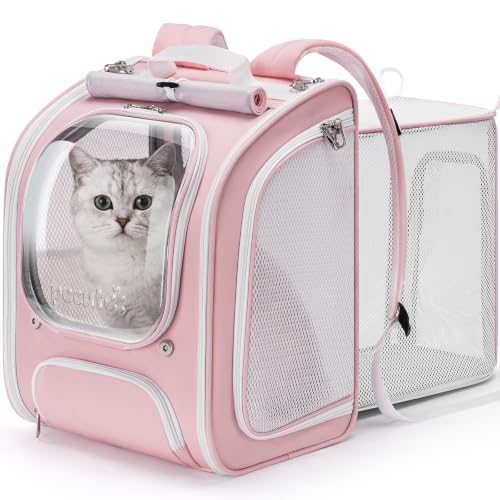 Pecute Cat Backpack Carrier,Cat Bubble,12.6" L x 10.2" W x 16.5" H,Pink - color: Pink (Expandable), size: 12.6"L x 10.2"W x 16.5"H