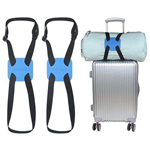 Luggage Straps Bag Bungees for Add a Bag Easy to Travel Suitcase Elastic Strap Belt- 2 Pack (Blue-2) - color: BLUE-2
