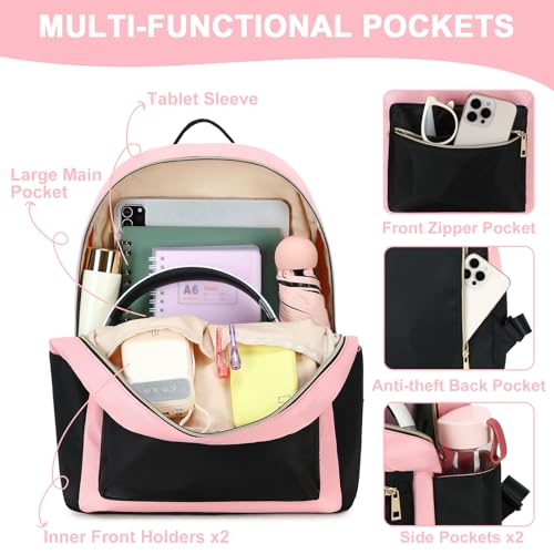 BTOOP Mini Backpack Women Girls Water-resistant Small Backpack Purse Shoulder Bag for Womens Adult Kids School Travel - color: Black-pink, size: Mini