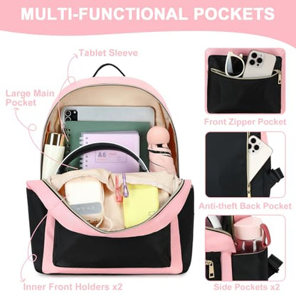BTOOP Mini Backpack Women Girls Water-resistant Small Backpack Purse Shoulder Bag for Womens Adult Kids School Travel - color: Black-pink, size: Mini
