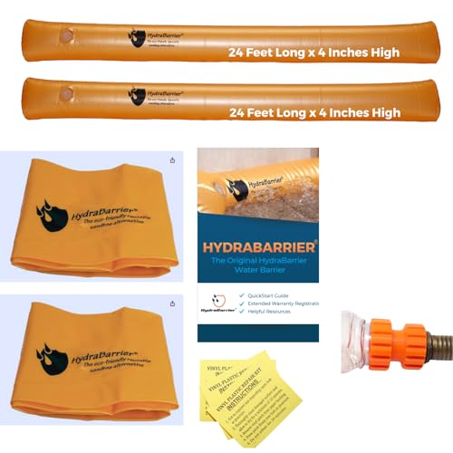 Watershed Innovations Best Sandbag Alternative - Hydrabarrier Standard 24 Foot Length 4 Inch Height. - Water Diversion Tubes that are the Lightweight, Re-usable, and Eco-Friendly - Bulk - 2 Pack - size: 24ft - Two Pack
