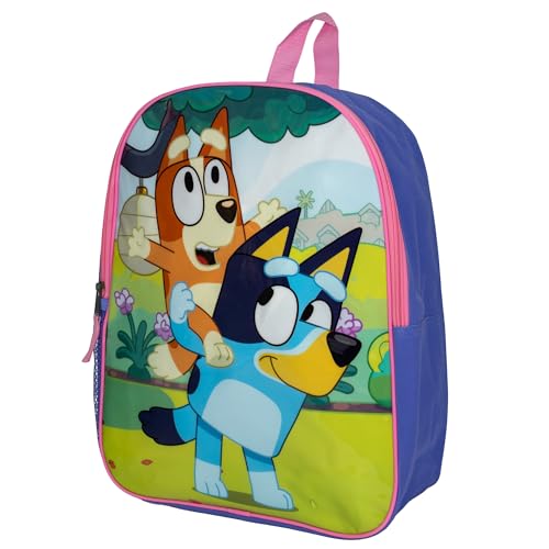 AI ACCESSORY INNOVATIONS Bluey & Bingo Kids Backpack, Elementary School Girls Book Bag with Padded Straps, Purple - color: Bluey