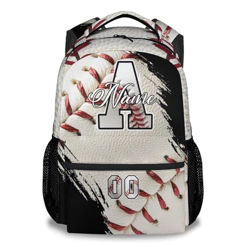 Mercuryelf Custom Baseball Backpack for Kids - Personalized Monogram Boys School Bookbag for Youth Player Team - color: White
