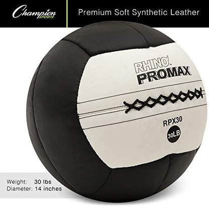 Champion Sports Rhino Promax Wall Balls - Soft Shell Non-Slip Grip for Weightlifting, Plyometrics, Cross Training, & Home Gym - style: 30 LBS