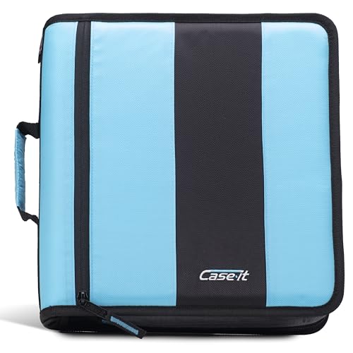 Case-it Classic Zipper Binder | 2-Inch O-Rings, 350 Sheet Capacity, Multiple Storage Pockets & Shoulder Strap | School & Office Organizer | D-251 Teal - color: Teal Blue, size: 1 Pack