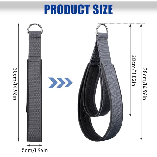 TOBWOLF Pilates Straps - Double Loop D-Ring Straps for Reformer, Padded, Home Gym Workout - color: Scuba Fabric Liner - Dark Grey