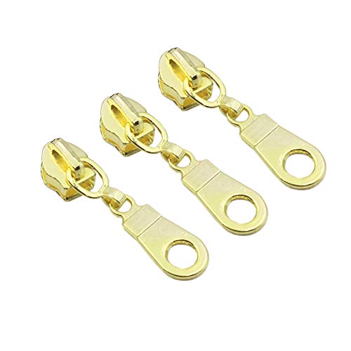YaHoGa 50PCS #5 Gold Pulls for Nylon Coil Zippers - Gold Zipper Sliders for Luggages, Purses, Bags Bulk - color: Gold