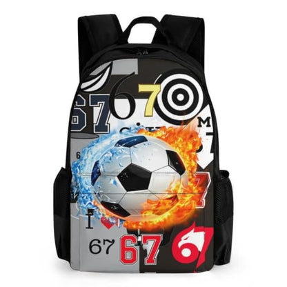 Six Seven Soccer Art Backpack, Durable Polyester Daypack with Laptop Compartment, Reinforced Bottom, Adjustable Shoulder Straps And Multi Pockets for Travel And Daily Use - color: Six Seven Soccer Art