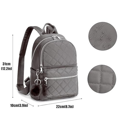 TANTOMI Mini Backpack Purse for Women Lightweight Small Backpack Purse Travel bookbag with Pom - color: Gray