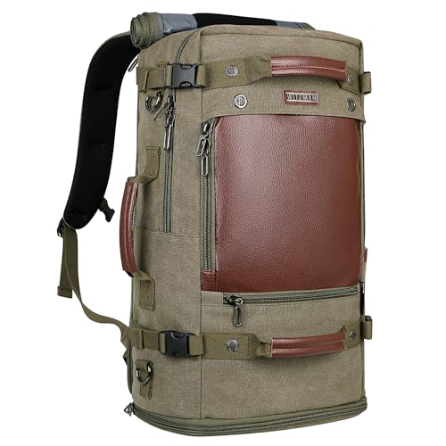 WITZMAN Travel Backpack for Men Women Carry on Luggage Backpack Canvas Rucksack Duffel bag with Shoe Compartment（A2021 Light green） - color: 22.5 Inch Army Green
