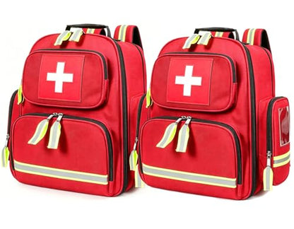 Gatycallaty First Aid Backpack - Multi Pocket Emergency Medical Bag for Camping, Trip, Go Bag, Sports Medicine, Trauma (Red, Pack of 2) - color: Red, Pack of 2