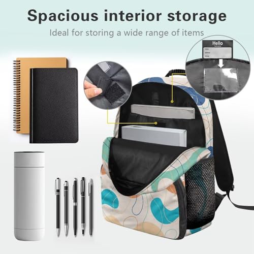 Abstract Line Stripe Print Large Capacity 17 Inch Laptop Backpack for Men & Women - Durable Water Resistant College School Bookbag, Front Zipper Pocket & Side Water Bottle Pockets - color: Abstract Line Stripe Print
