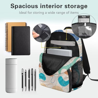 Abstract Line Stripe Print Large Capacity 17 Inch Laptop Backpack for Men & Women - Durable Water Resistant College School Bookbag, Front Zipper Pocket & Side Water Bottle Pockets - color: Abstract Line Stripe Print