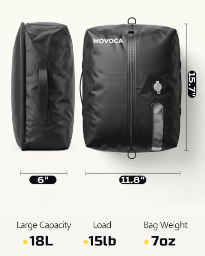 MOVOCA Vacuum Bags for Travel with Pump, 18L Compression Packing Cubes for Carry-On Suitcase & Backpack, Reusable IP67 Waterproof Space Saver Vacuum Seal Bags for Clothing Travel