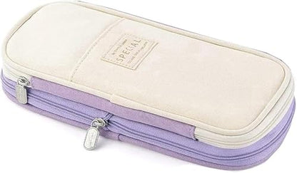 Arnuixty Large Storage Pencil Case Pen Bag with Zipper Big Capacity Pouch Organizer for Office Travel Holder Box - color: Purple