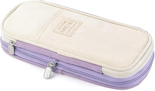 Arnuixty Large Storage Pencil Case Pen Bag with Zipper Big Capacity Pouch Organizer for Office Travel Holder Box - color: Purple
