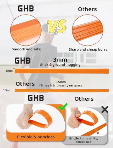 GHB Agility Ladder Speed Training Ladder Workout Ladder with 6 or 10 Cones 12 Rung 20ft with Resistance Parachute - color: Orange-10 Cones