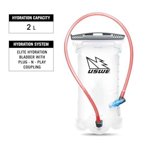USWE Race 2.0, Ultra Lightweight Hydration Backpack with 2.0L / 70oz Water Bladder, Leak Proof Pack for Gravel, MTB, Running, Hiking, Cycling, Camping, Biking for Men,Women - color: Pink
