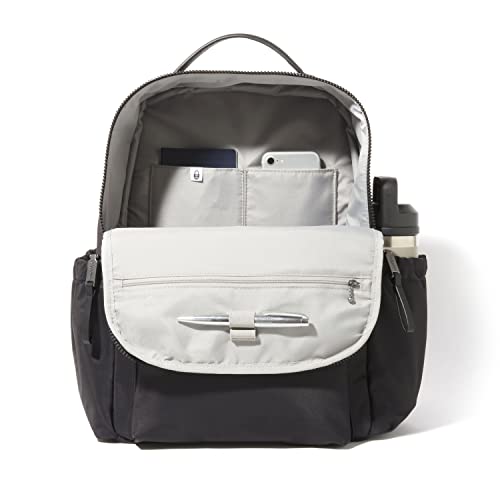 Baggallini Tribeca Expandable Laptop Backpack - 15"x11" Lightweight RFID Computer Bag for Work & Travel with Luggage Sleeve - color: French Navy Twill