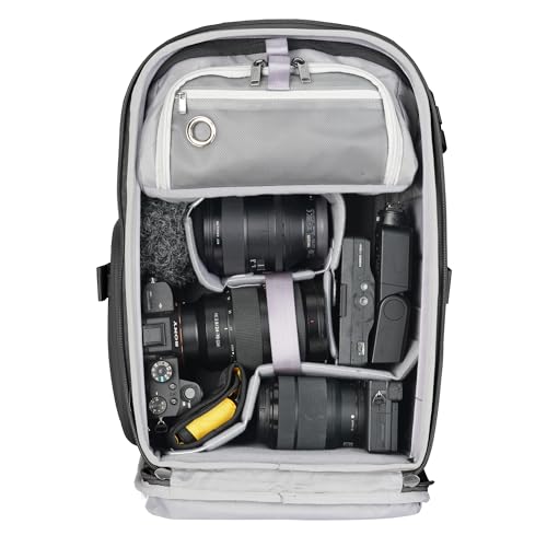 VANGUARD VEO Metro B20L Camera & Everyday Backpack (Black) – Fits 70–200mm Attached, 14" Laptop Storage, Convertible Daypack Design, Carry-On Ready - color: Black, size: 20L