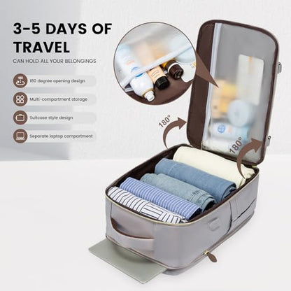 LOVEVOOK Travel Backpack for Women, 40L Carry On Backpack with 3 Packing Cubes,TSA Personal Item Travel Bag Airline Approved, Water Resistant Weekender Overnight Luggage Daypack, Fits 17 Inch Laptop - color: H-grey-beige-hkaki, size: Large - 17.3 Inch - 4