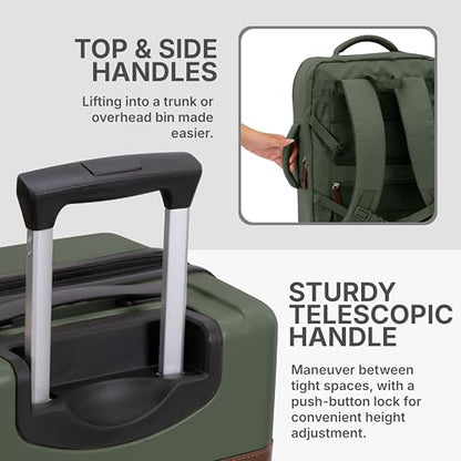 U.S. Traveler Vista Way 3-Piece Travel Set, 21-Inch Carry-on Hardside with TSA Lock, 18-Inch Travel Backpack with Laptop Sleeve, Toiletry Bag, Green - color: Green