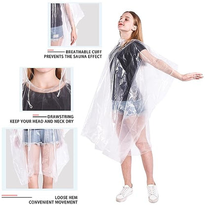 TUNCHMO Disposable Rain Ponchos 6 Pack for Adults/Kids/Family Set-50% Thicker Emergency Ponchos - color: Family 6 Pack