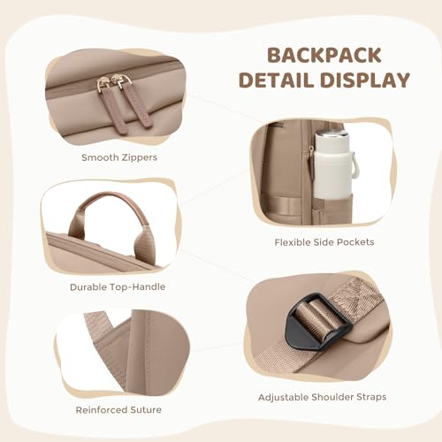 Hiking Travel Backpack for Women Casual Business Weekender Multilayer Laptop Bag,16 Inch,Champagne Brown - color: A-champagne Brown, size: 16 Inch