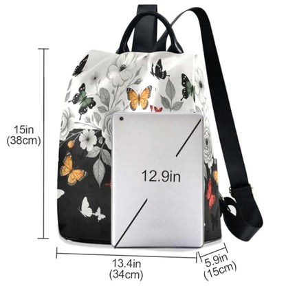 MNSRUU Women Backpack Purse Grey Butterfly Backpack for Women Anti-theft Shoulder Bag Carry On Backpack Lightweight Rucksack Fashion Travel Ladies Bags - color: Cute 08