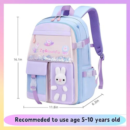 Girls Backpack, Kids Backpack for Girls School Bunny Student Backpa,Kawaii Book Bag for Elementary Primary School Kindergarten Elementary Preschool Middle - color: Pink Bunny Backpack