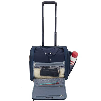 TPRC 15" Smart Underseat Carry-On Luggage with USB Charging Port, Navy Blue - color: Navy Blue