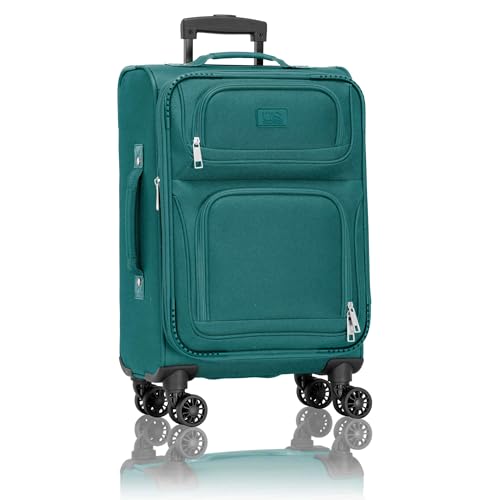 U.S. Traveler Rio Lightweight Softside Rolling Carry-on Suitcase, 4-Wheel Single, Teal - color: Teal, size: 22"