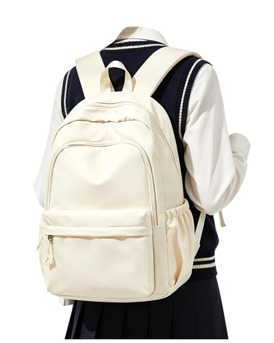 BJLFS Beige Backpack for School Women Girls, Waterproof Book bags Cute High School Backpacks for Men Teen Boys, Lightweight Travel College Backpack Mochilas Escolares para Daypack Ruckssack - color: A0-beige