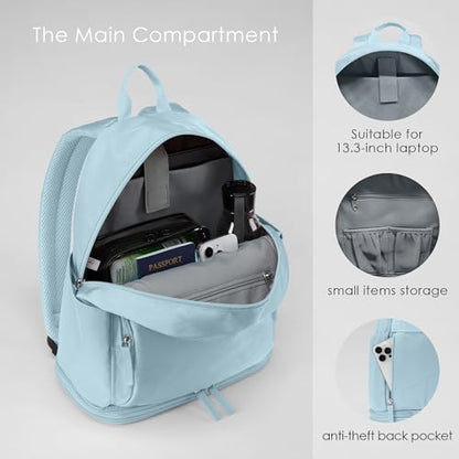 Uselike Gym Backpack for Women Men, Lightweight Gym Bag with Shoe Compartment, Waterproof Workout Backpack with Wet Pocket - color: Ice Blue