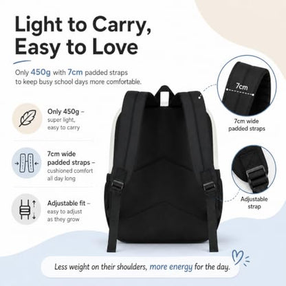LOIDOU Girls Backpack for Kids Cute School Bookbag - color: Black White-, size: L-17"